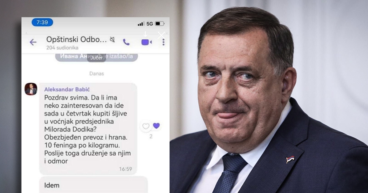 Tip iz Dodikovog SNSD-a traži ljude za branje šljiva u voćnjaku šefa stranke