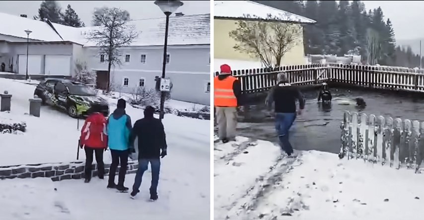 VIDEO Relijaš promašio zavoj pa završio u ledenoj vodi