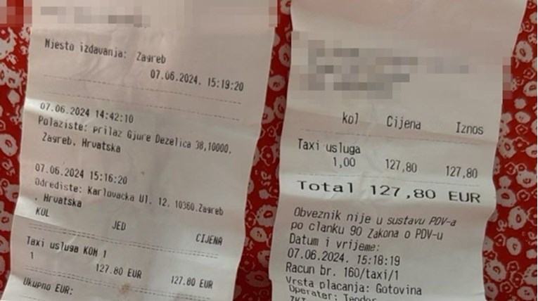 Čovjek iz BiH s obitelji naručio 2 taksija u Zagrebu. Vozili se 13 km, račun je 254 €