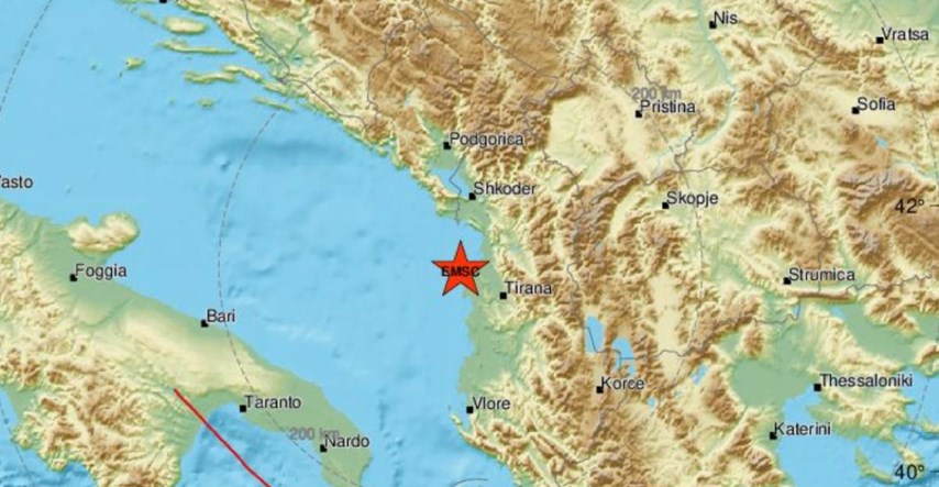 Potres jačine 4,9 po Richteru u moru kod Albanije