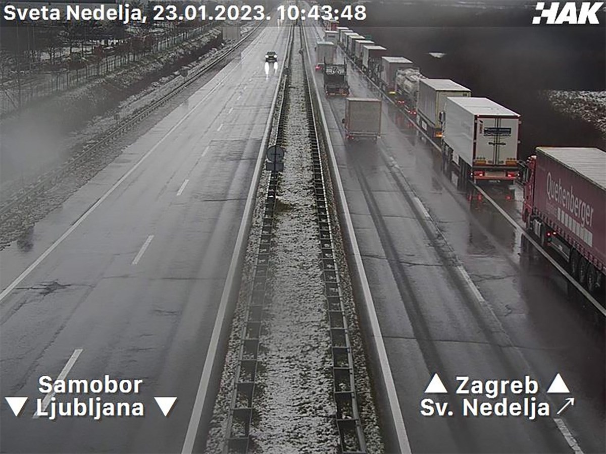 VIDEO 9 km duga kolona kamiona od Svete Nedelje do Bregane, ne mogu ući u Sloveniju