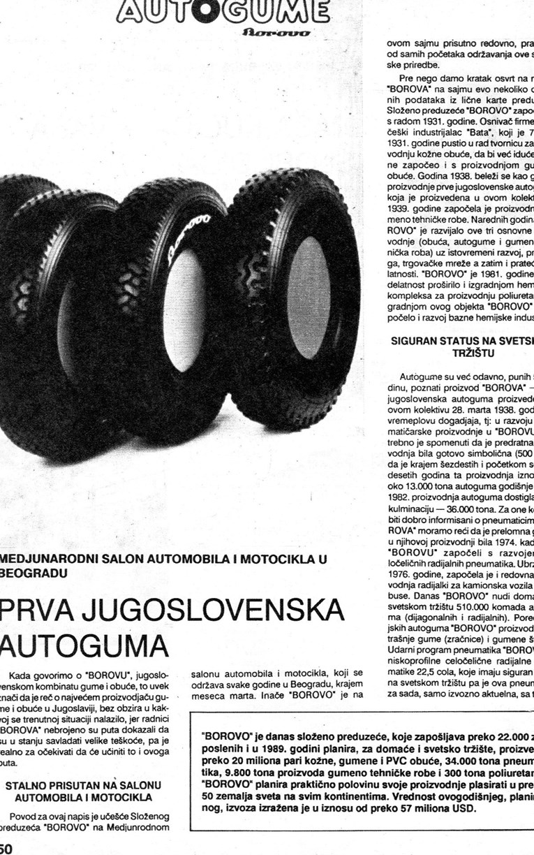 Prva guma na prostoru bivše Jugoslavije proizvedena je u Borovu