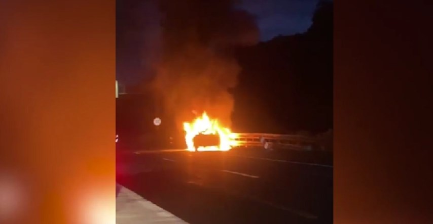 VIDEO Zapalio se automobil kod Lučkog, stvorila se kolona