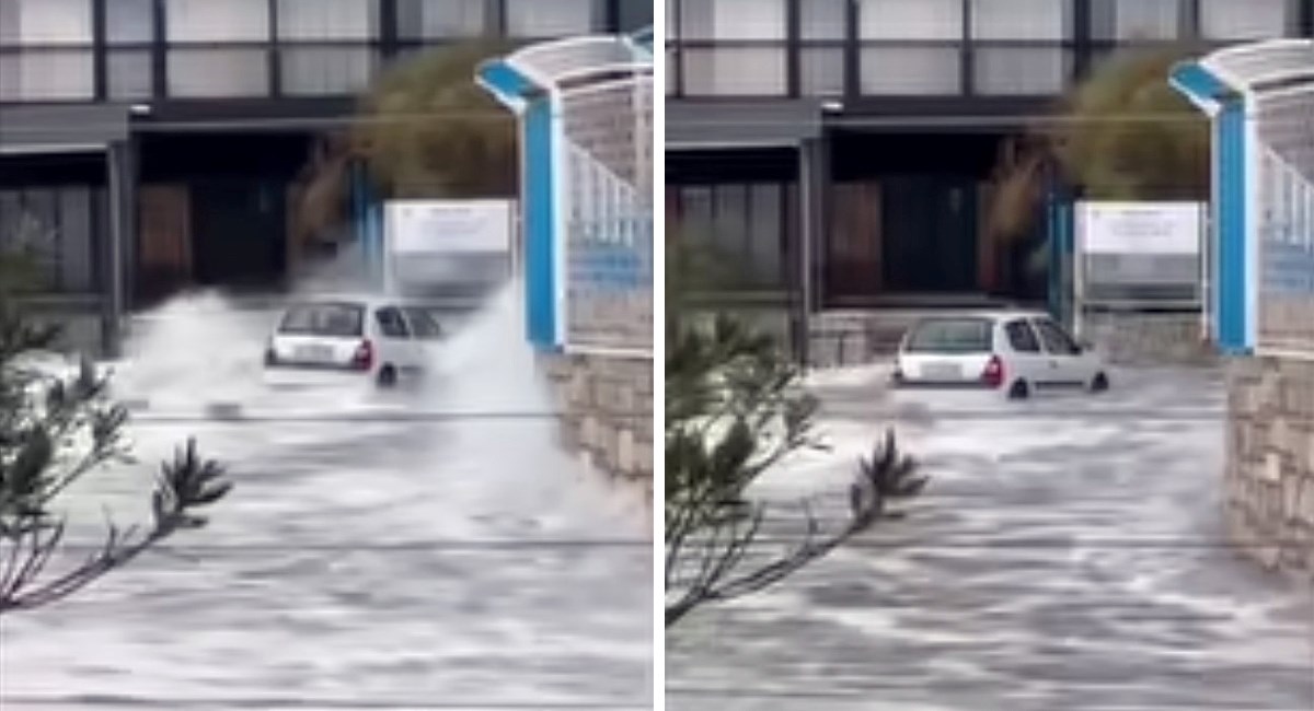 VIDEO More nosilo parkirani automobil u Splitu
