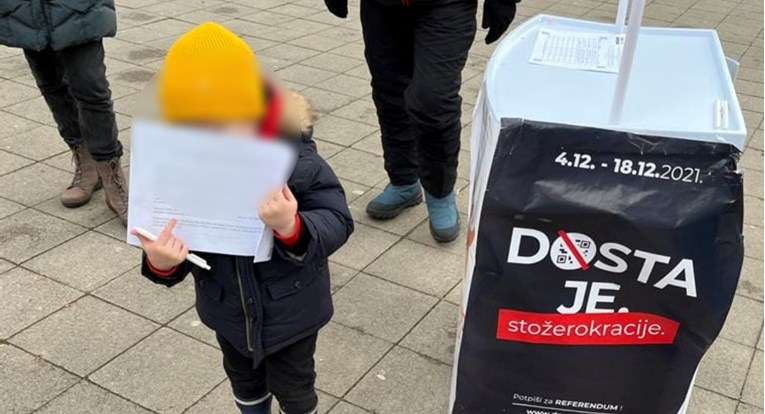 Zvonimir Troskot koristi dječaka za reklamiranje referenduma protiv covid-potvrda