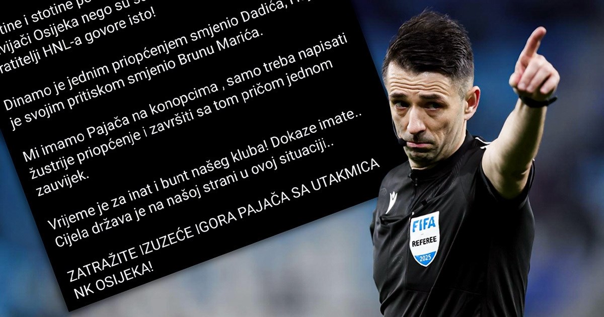 Navijači Osijeka: Dinamo je smijenio Dadića, Hajduk Marića. Imamo Pajača na konopcima