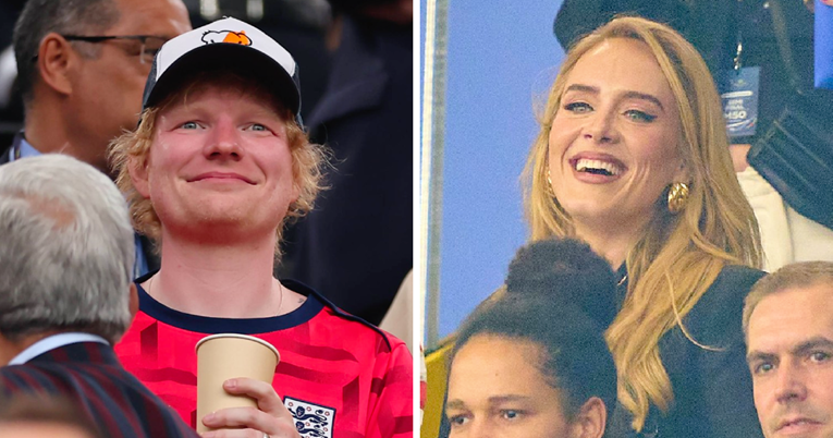 Adele i Ed Sheeran vatreni su navijači Engleske na Euru, snimljeni su na tribinama