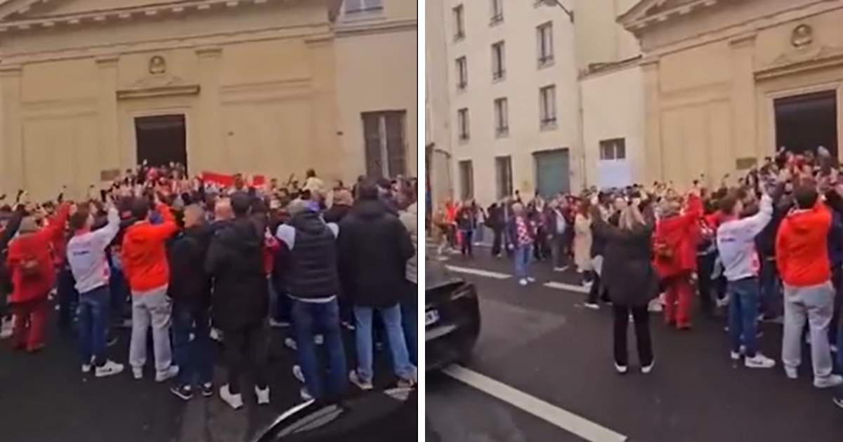 VIDEO Nakon mise u Parizu hrvatski navijači pjevali Thompsona ispred crkve