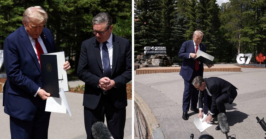 Trumpu pred britanskim premijerom ispali važni papiri. Fotografije su viralne