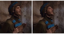 Potresna snimka: Ukrajinski vojnik pjeva pjesmu Kaluš Orkestra dok padaju bombe