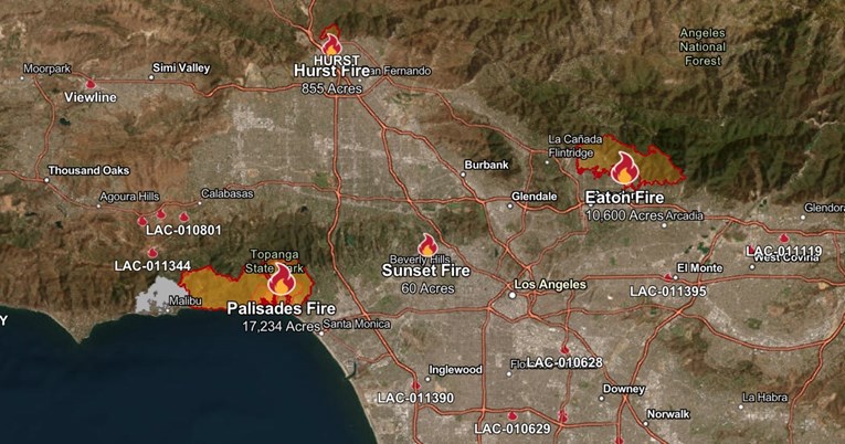 FOTO Pogledajte interaktivnu kartu požara u Los Angelesu