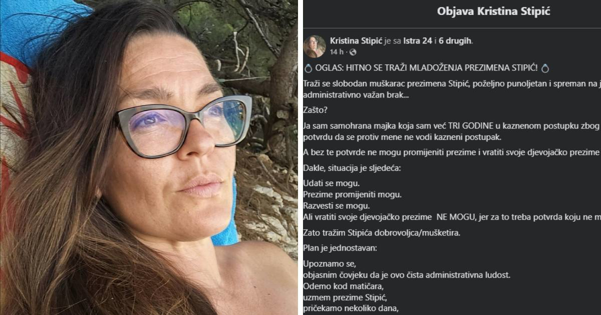 Kristina traži muža prezimena Stipić da bi vratila djevojačko prezime