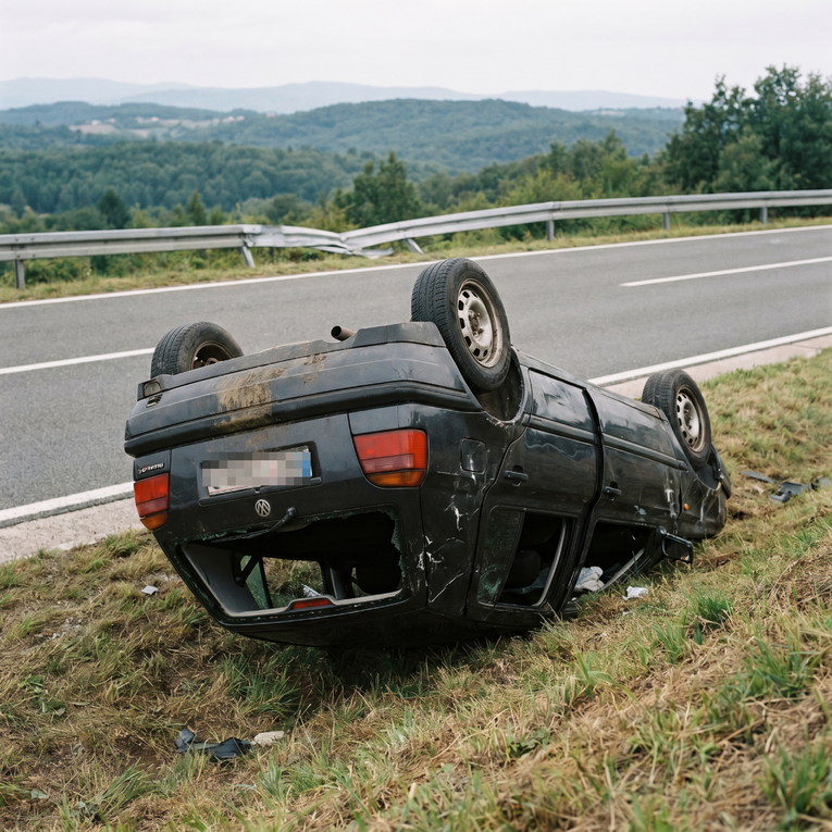 Vozila po A1 bez dozvole. Udarila u ogradu pa se izokretala, teško je ozlijeđena