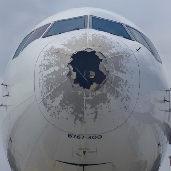 FOTO Ovo je avion oštećen tučom u Italiji