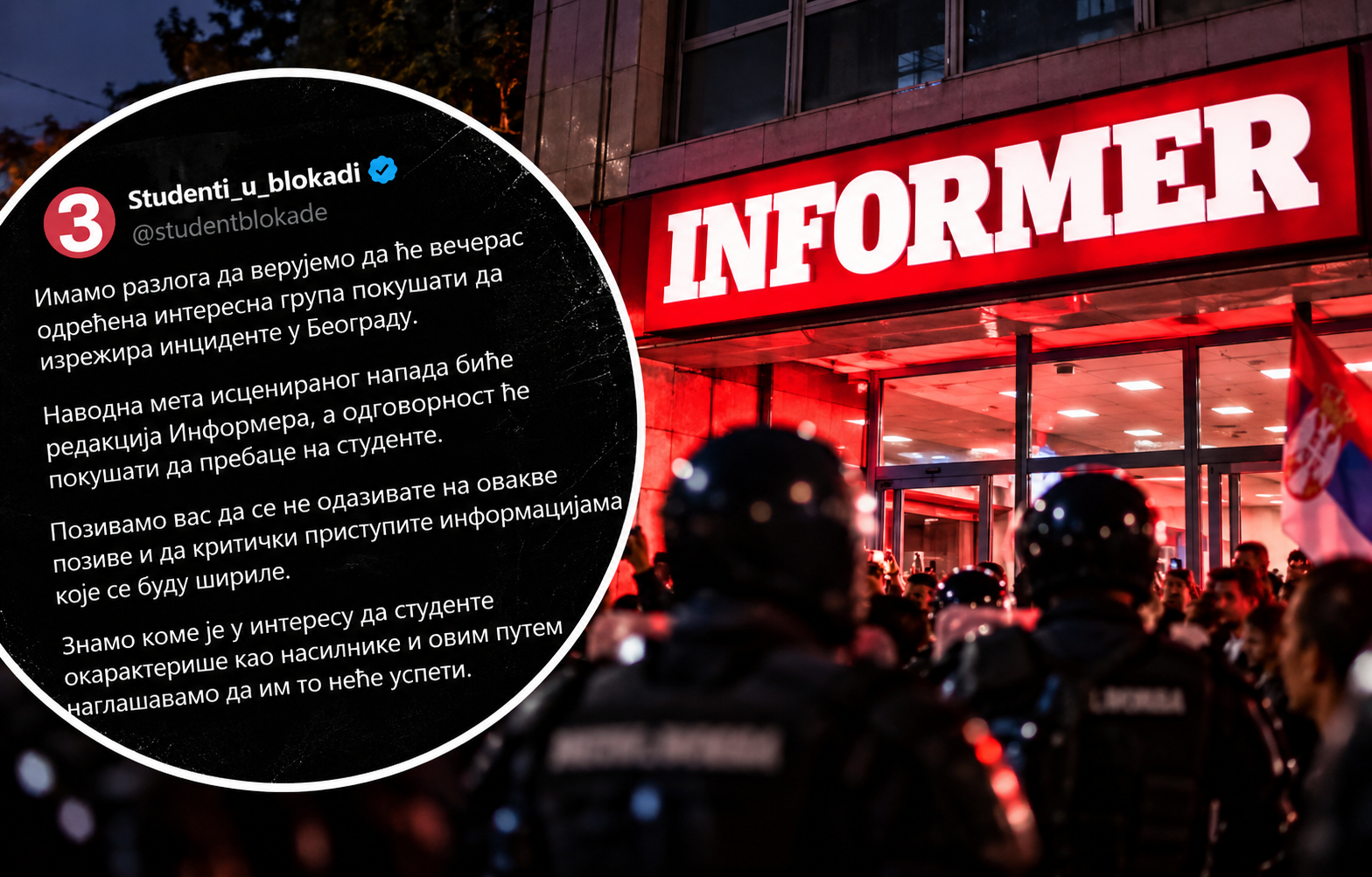 Studenti: Imamo informacije da se večeras sprema napad u Beogradu