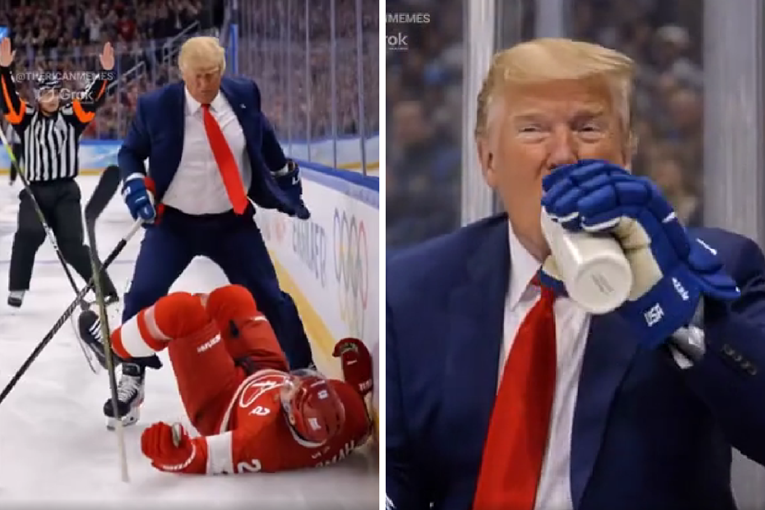 Trump objavio AI video u kojem gura i tuče kanadske hokejaše pa zabija gol