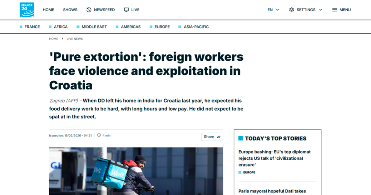 AFP: Tužne priče radnika iz Azije u Hrvatskoj