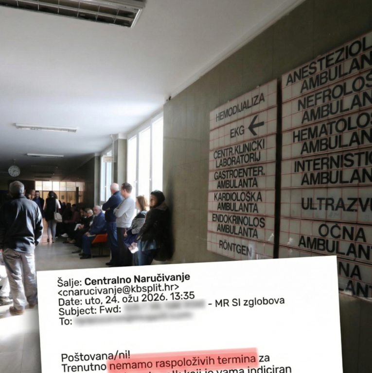 Htjela se naručiti na pregled u KBC Split, rekli joj da nemaju termina. "Sramota"
