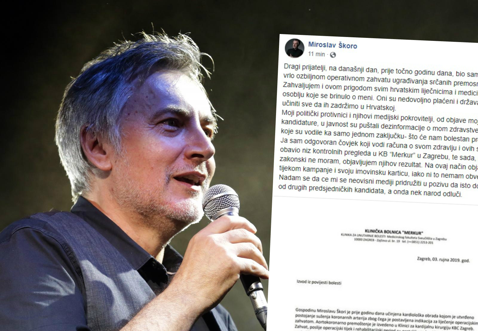 Škoro objavio dokument sa svojim zdravstvenim stanjem