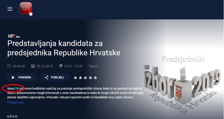 HRT na službenim stranicama objavio da Nova TV ima kvalitetan sadržaj za izbore