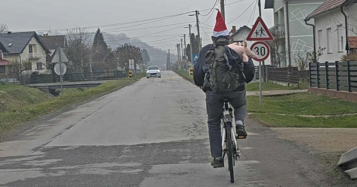 Čovjek kod Virovitice vozio bicikl i u ruksaku nosio prase