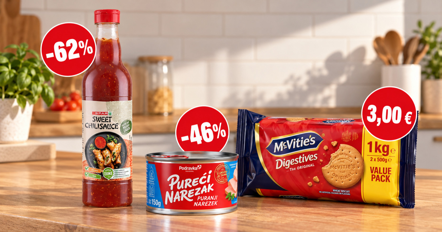 Najbolje cijene danas: Spar Asia sweet chili umak na -62%, Podravka narezak na -46%