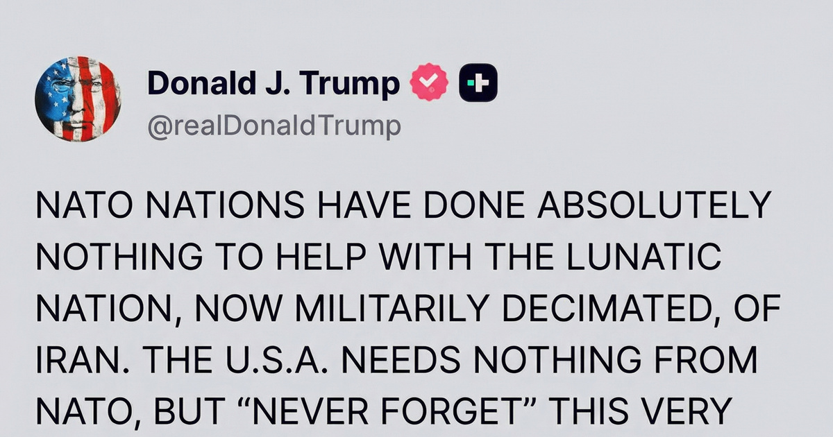 Trump: NATO ZEMLJE NISU UČINILE APSOLUTNO NIŠTA DA POMOGNU U VEZI S LUDIM IRANOM