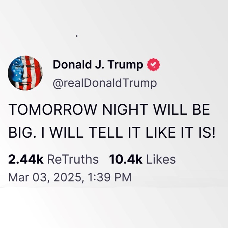Trump: Sutra navečer dogodit će se nešto veliko