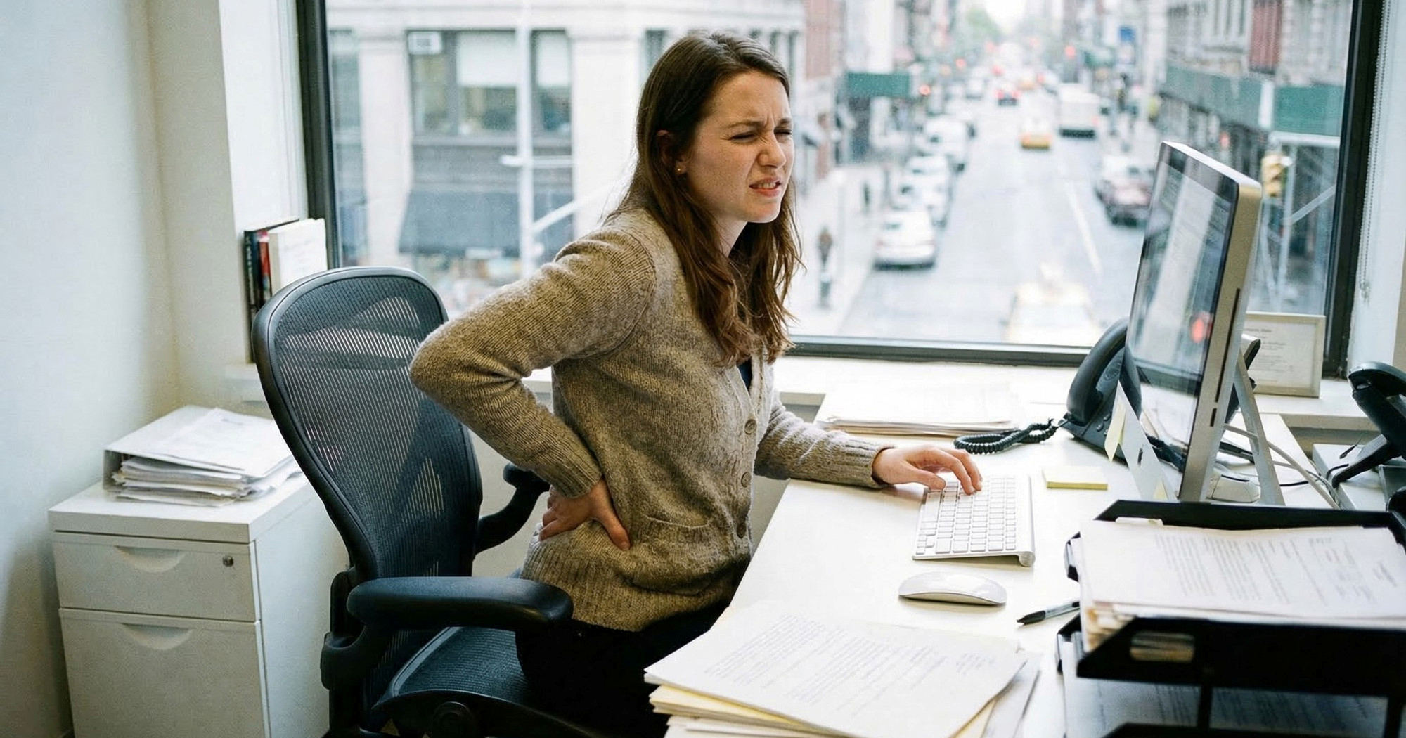 Cjelodnevno sjedenje skriveni je uzrok boli u leđima i koljenu