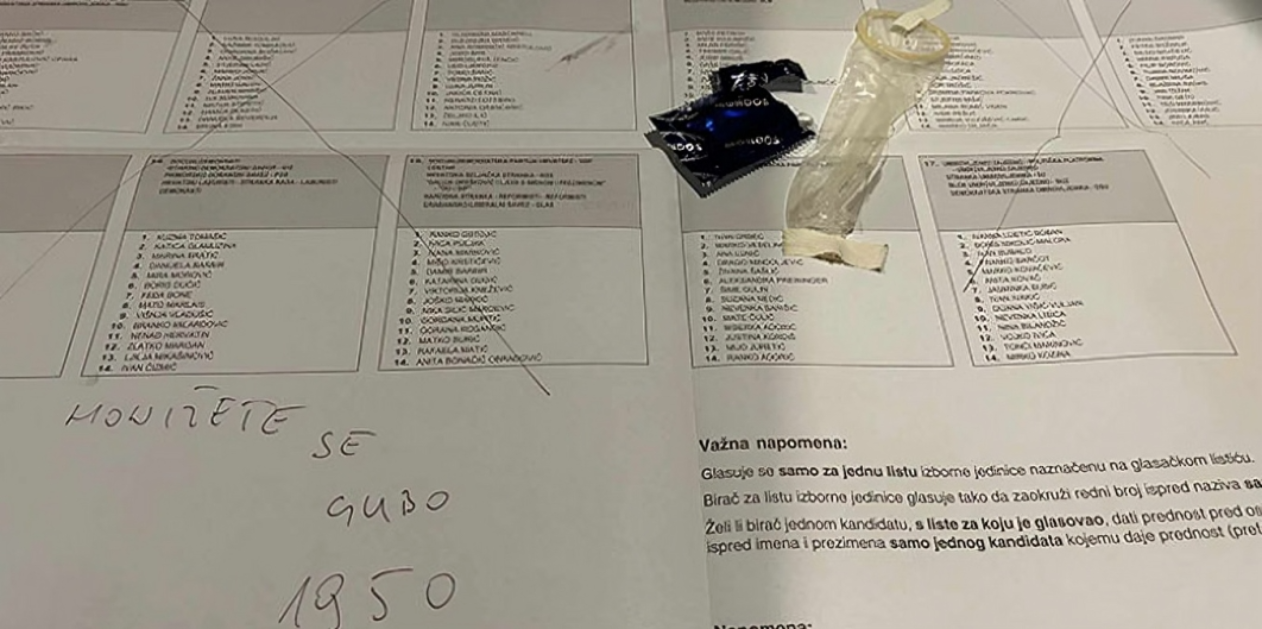 Netko je u Splitu na glasački listić zalijepio kondom i uz njega dodao i poruku
