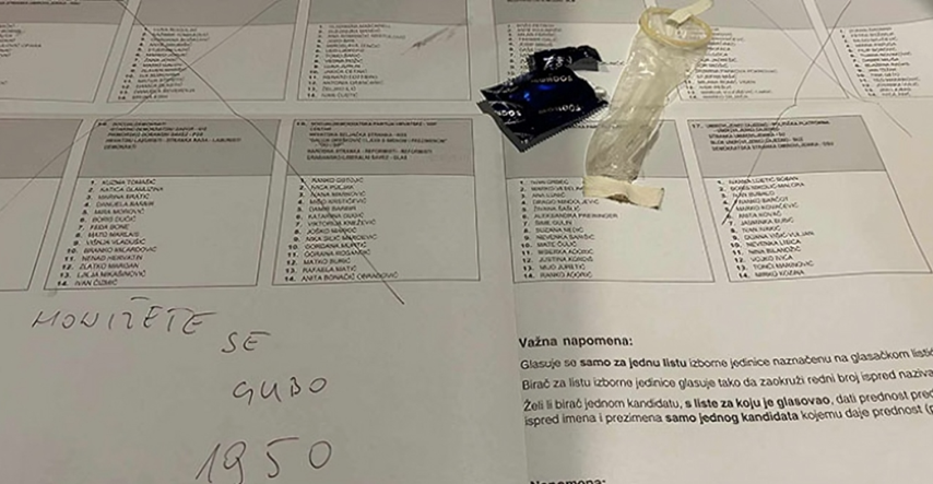 Netko je u Splitu na glasački listić zalijepio kondom i uz njega dodao i poruku