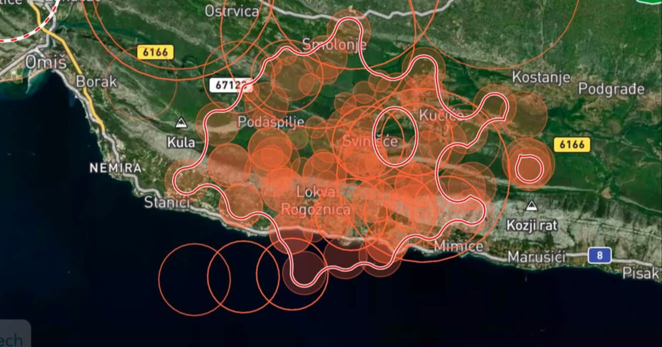 Satelitske snimke otkrivaju razmjere požara kod Omiša