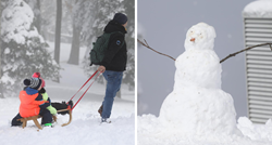 FOTO Snježne radosti na Sljemenu: Djeca se sanjkaju, netko je napravio i snjegovića