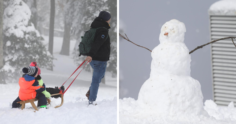FOTO Snježne radosti na Sljemenu: Djeca se sanjkaju, netko je napravio i snjegovića