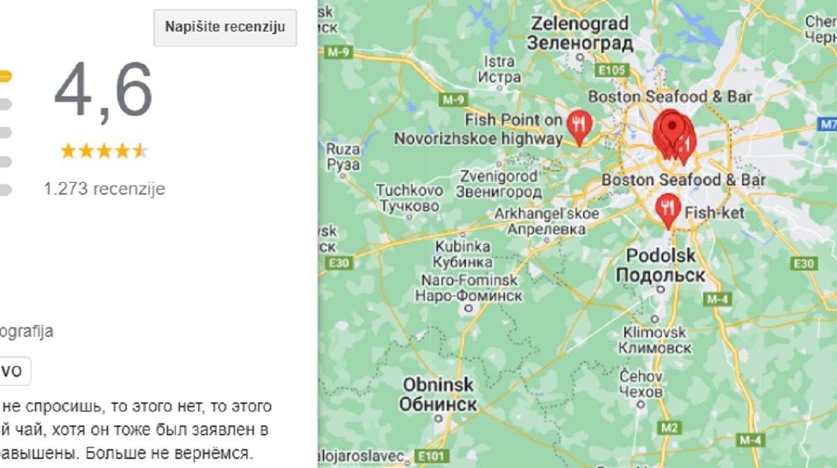 U Rusiji se tajno šire informacije o ratu ispod recenzija restorana na Googleu