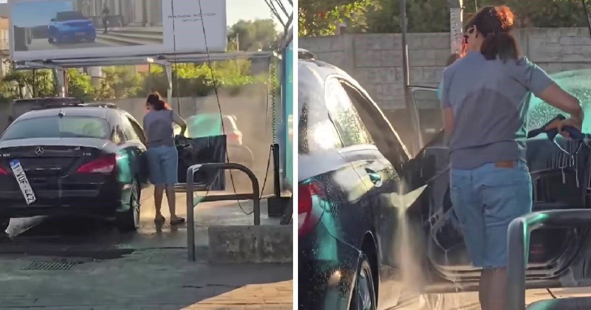 VIDEO Žena u Bruxellesu temeljito oprala Mercedes, sprdnje ne prestaju