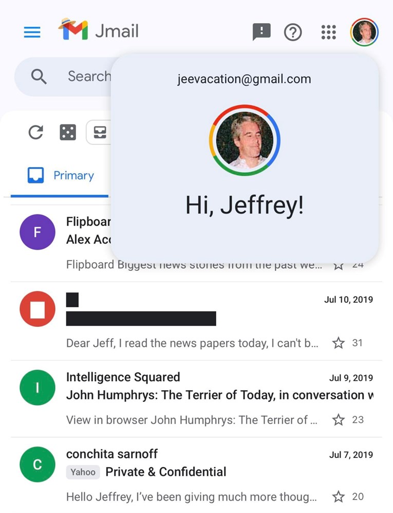 Da, postoji stranica na kojoj možete pregledavati Epsteinove mailove kao da ste on