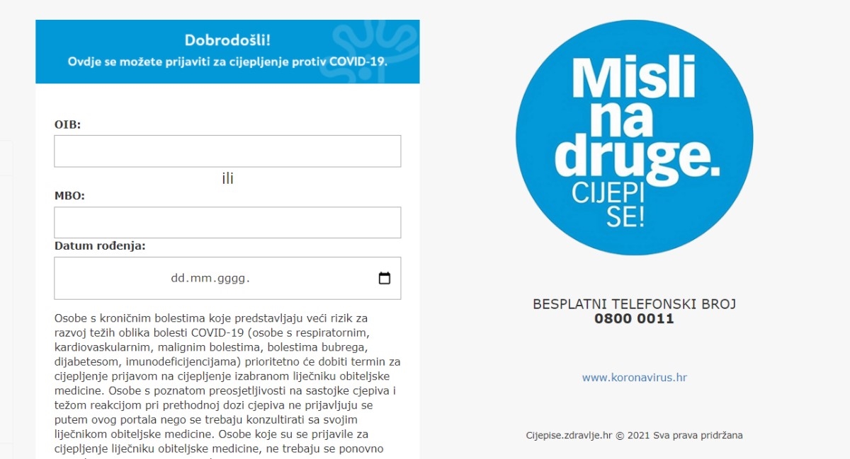 Pokrenut je portal preko kojeg se možete prijaviti za cijepljenje. Radio je 3 sata