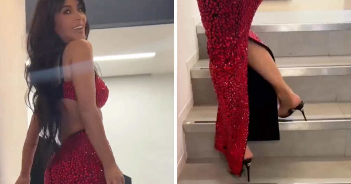 Urnebesna snimka: Kim Kardashian se u preuskoj suknji pokušala popeti uz stepenice