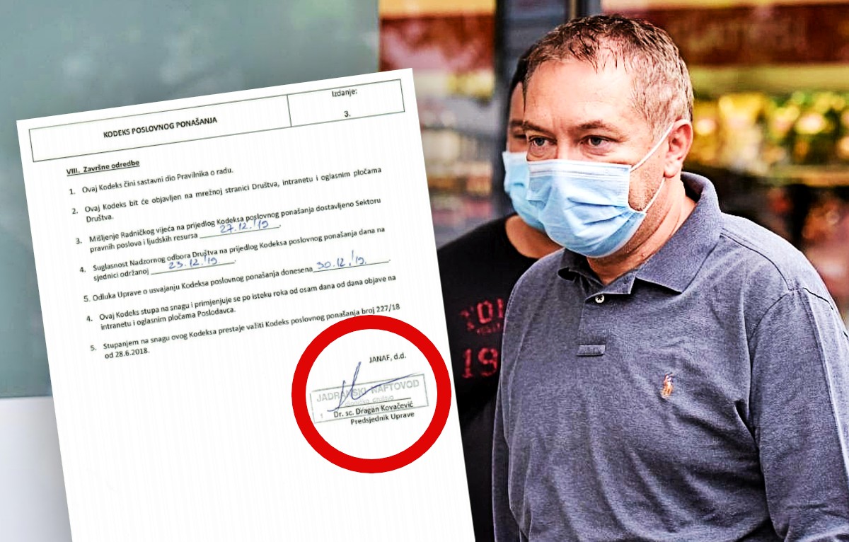 Kovačević početkom godine potpisao kodeks koji radnicima strogo brani uzimanje mita