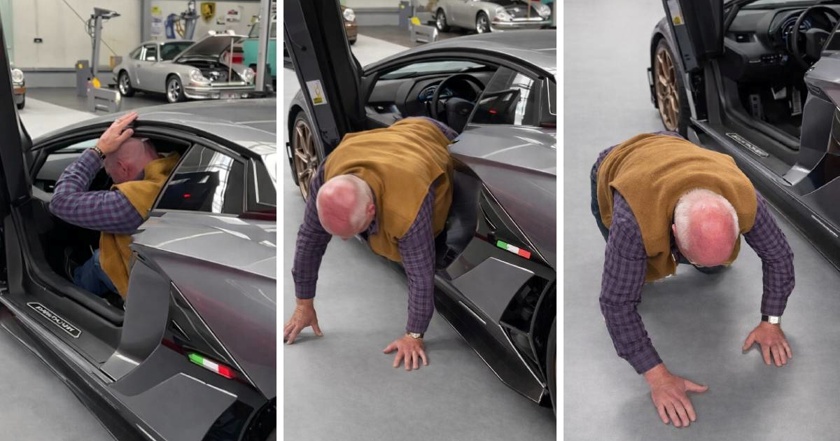 VIDEO Umirovljenik zapeo u Lamborghiniju, njegov pokušaj izlaska postao je hit