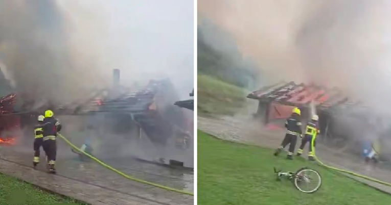 VIDEO Požar u Požegi. Vatra zahvatila garažu, kotlovnicu i drvarnicu, oštećena i kuća