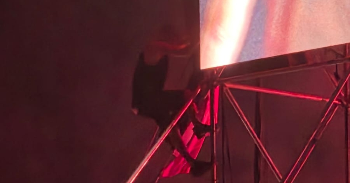 FOTO Tip se popeo na videozid u Vukovaru da bi raširio zastavu