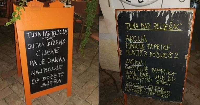 Natpisi ispred pelješkog restorana nasmijali goste: Platiš tri paprike, dobiješ dvije