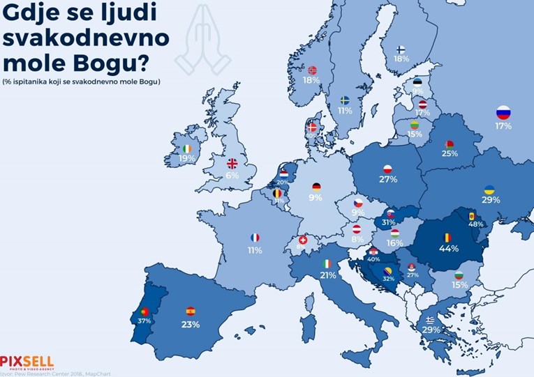 Objavljena je karta: Evo koliko se Hrvati zaista mole bogu