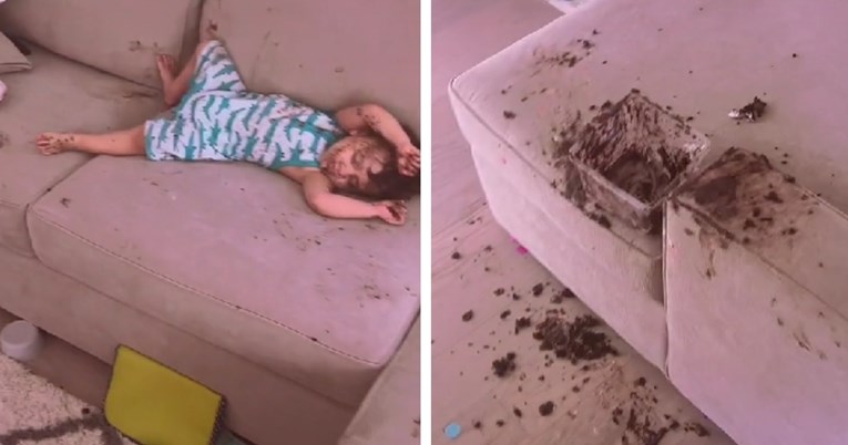 Video: Dvogodišnjak napravio strašan nered po stanu pa zaspao na kauču