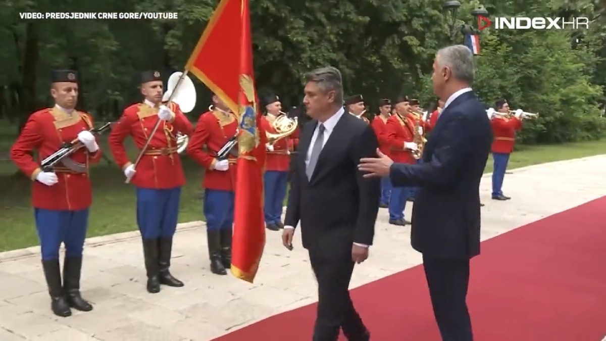 VIDEO Milanović prošao pokraj zastave Crne Gore, Đukanović ga zaustavio da se pokloni