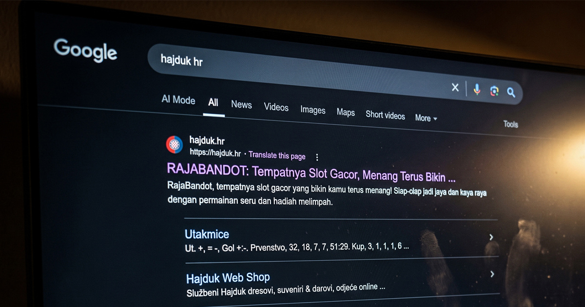 Što se događa s Hajdukovom web stranicom? Pojavljuje se reklama na indonezijskom