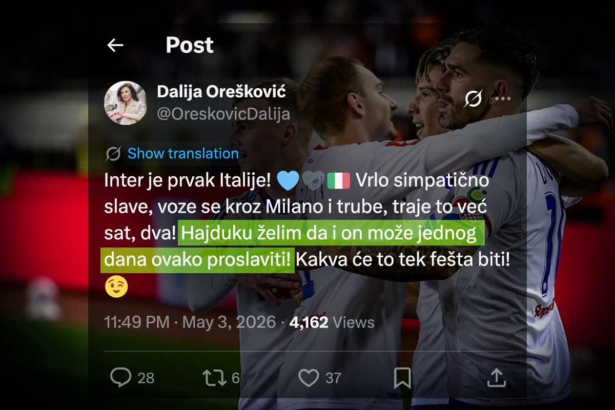 Orešković objavila Interovu proslavu titule: Želim da i Hajduk ovako jednom proslavi