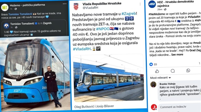 HDZ napao Tomaševića i Možemo zbog novih tramvaja